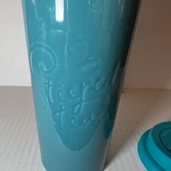 Teal Blue Sipology Ceramic Travel Mug/Cup w/ Infuser and Silicone Lid. - Picture 3 of 5